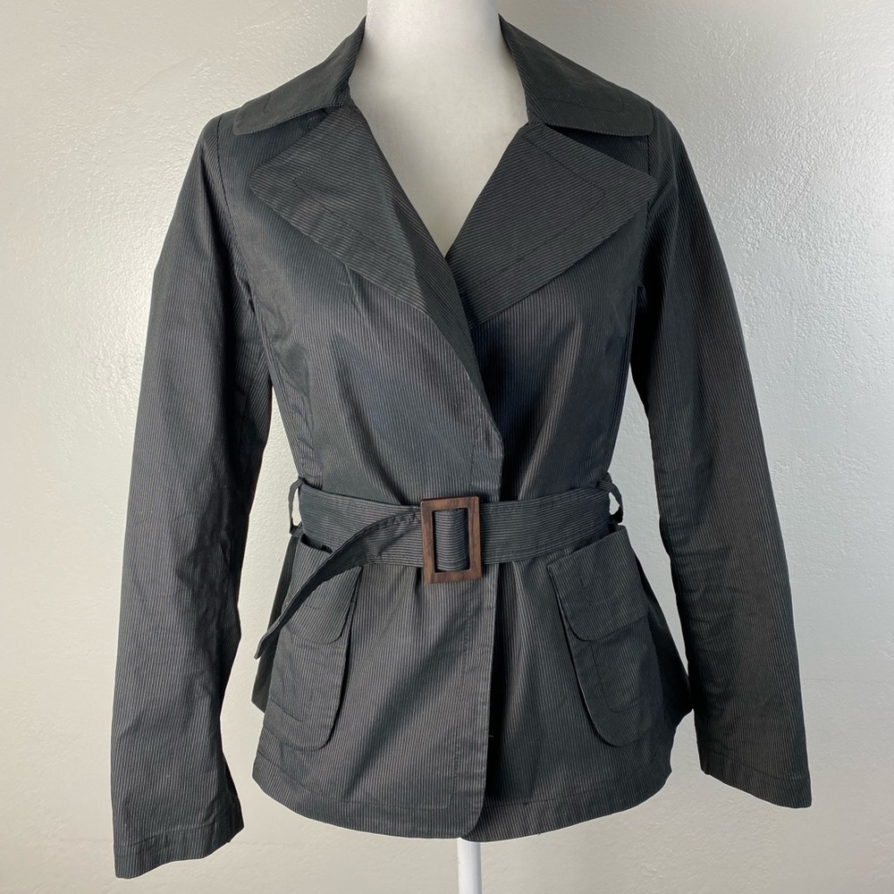 Charles Chang-Lima Belted Trench Charcoal Black Jacket Women’s 6 Made in USA